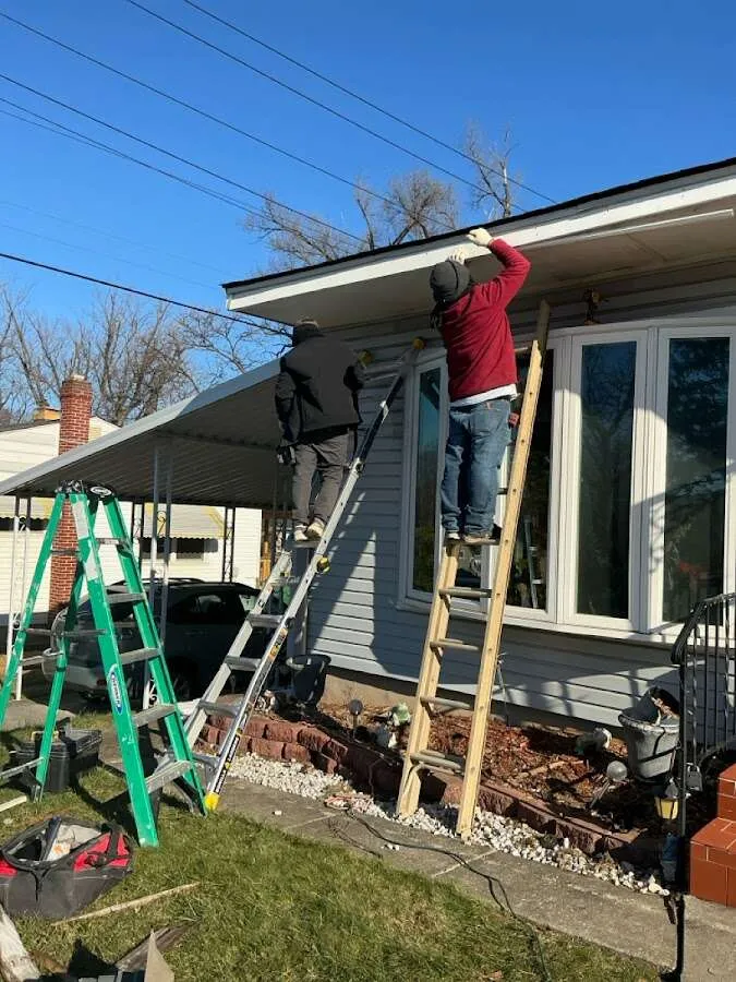 Restoration crew performing exterior repair in Cahokia Heights